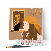 Carica l'immagine nel visualizzatore di Gallery, Mini Kit da Dipingere con i Numeri 20x20cm con cornice Guardando dalla finestra