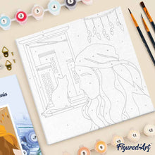 Carica l'immagine nel visualizzatore di Gallery, Mini Kit da Dipingere con i Numeri 20x20cm con cornice Guardando dalla finestra
