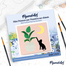 Carica l'immagine nel visualizzatore di Gallery, Mini Kit da Dipingere con i Numeri 20x20cm con cornice Micietto sotto la luna