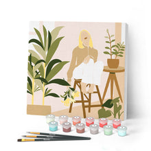 Carica l'immagine nel visualizzatore di Gallery, Mini Kit da Dipingere con i Numeri 20x20cm con cornice Fra le sue piante