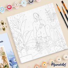 Carica l'immagine nel visualizzatore di Gallery, Mini Kit da Dipingere con i Numeri 20x20cm con cornice Fra le sue piante