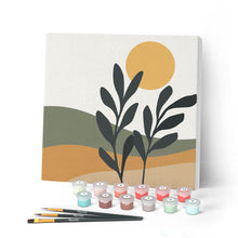 Carica l'immagine nel visualizzatore di Gallery, Mini Kit da Dipingere con i Numeri 20x20cm con cornice Paesaggio e pianta