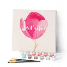 Carica l'immagine nel visualizzatore di Gallery, Mini Kit da Dipingere con i Numeri 20x20cm con cornice Je T'aime