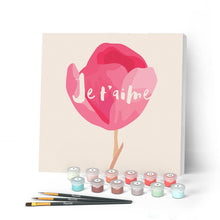 Carica l'immagine nel visualizzatore di Gallery, Mini Kit da Dipingere con i Numeri 20x20cm con cornice Je T'aime