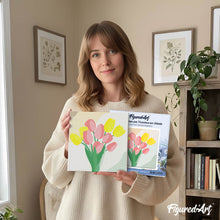 Carica l'immagine nel visualizzatore di Gallery, Mini Kit da Dipingere con i Numeri 20x20cm con cornice Bouquet di tulipani