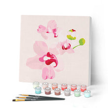 Carica l'immagine nel visualizzatore di Gallery, Mini Kit da Dipingere con i Numeri 20x20cm con cornice Fiori di Orchidea