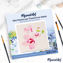 Carica l'immagine nel visualizzatore di Gallery, Mini Kit da Dipingere con i Numeri 20x20cm con cornice Fiori di Orchidea