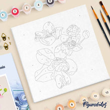 Carica l'immagine nel visualizzatore di Gallery, Mini Kit da Dipingere con i Numeri 20x20cm con cornice Fiori di Orchidea