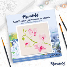 Carica l'immagine nel visualizzatore di Gallery, Mini Kit da Dipingere con i Numeri 20x20cm con cornice Ramo di Orchidea 1
