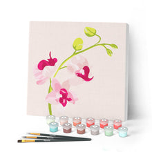 Carica l'immagine nel visualizzatore di Gallery, Mini Kit da Dipingere con i Numeri 20x20cm con cornice Ramo di Orchidea 2