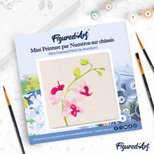 Carica l'immagine nel visualizzatore di Gallery, Mini Kit da Dipingere con i Numeri 20x20cm con cornice Ramo di Orchidea 2