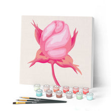 Carica l'immagine nel visualizzatore di Gallery, Mini Kit da Dipingere con i Numeri 20x20cm con cornice Bocciolo di rosa