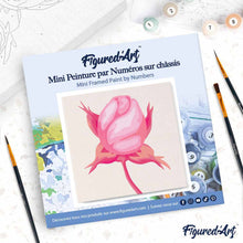 Carica l'immagine nel visualizzatore di Gallery, Mini Kit da Dipingere con i Numeri 20x20cm con cornice Bocciolo di rosa