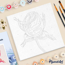 Carica l'immagine nel visualizzatore di Gallery, Mini Kit da Dipingere con i Numeri 20x20cm con cornice Bocciolo di rosa
