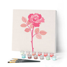 Carica l'immagine nel visualizzatore di Gallery, Mini Kit da Dipingere con i Numeri 20x20cm con cornice Stelo di rosa