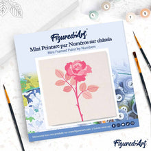Carica l'immagine nel visualizzatore di Gallery, Mini Kit da Dipingere con i Numeri 20x20cm con cornice Stelo di rosa