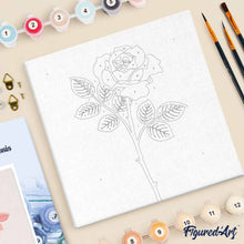 Carica l'immagine nel visualizzatore di Gallery, Mini Kit da Dipingere con i Numeri 20x20cm con cornice Stelo di rosa