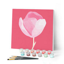 Carica l'immagine nel visualizzatore di Gallery, Mini Kit da Dipingere con i Numeri 20x20cm con cornice Tulipano rosa