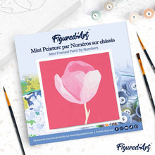 Carica l'immagine nel visualizzatore di Gallery, Mini Kit da Dipingere con i Numeri 20x20cm con cornice Tulipano rosa