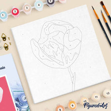 Carica l'immagine nel visualizzatore di Gallery, Mini Kit da Dipingere con i Numeri 20x20cm con cornice Tulipano rosa