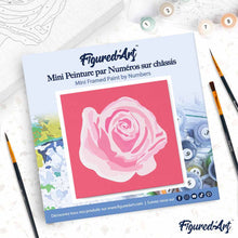 Carica l'immagine nel visualizzatore di Gallery, Mini Kit da Dipingere con i Numeri 20x20cm con cornice Corolla di rosa 2