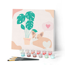 Carica l'immagine nel visualizzatore di Gallery, Mini Kit da Dipingere con i Numeri 20x20cm con cornice Cagnolino innamorato