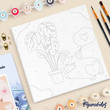 Carica l'immagine nel visualizzatore di Gallery, Mini Kit da Dipingere con i Numeri 20x20cm con cornice Cagnolino innamorato