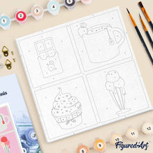 Carica l'immagine nel visualizzatore di Gallery, Mini Kit da Dipingere con i Numeri 20x20cm con cornice Prelibatezze