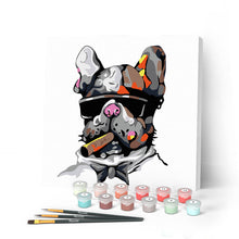 Carica l'immagine nel visualizzatore di Gallery, Mini Kit da Dipingere con i Numeri 20x20cm con cornice Bull dog cool