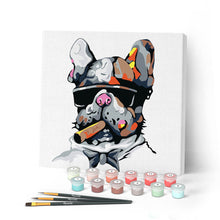 Carica l'immagine nel visualizzatore di Gallery, Mini Kit da Dipingere con i Numeri 20x20cm con cornice Bull dog cool