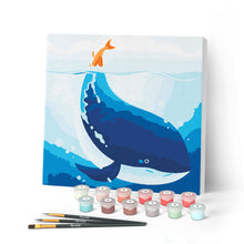 Carica l'immagine nel visualizzatore di Gallery, Mini Kit da Dipingere con i Numeri 20x20cm con cornice Balena Blu