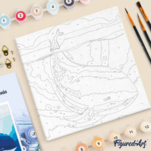 Carica l'immagine nel visualizzatore di Gallery, Mini Kit da Dipingere con i Numeri 20x20cm con cornice Balena Blu