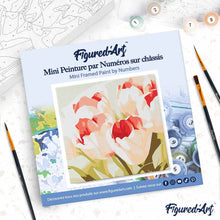 Carica l'immagine nel visualizzatore di Gallery, Mini Kit da Dipingere con i Numeri 20x20cm con cornice Petali di tulipano