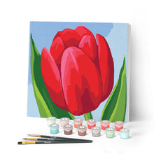 Carica l'immagine nel visualizzatore di Gallery, Mini Kit da Dipingere con i Numeri 20x20cm con cornice Tulipano rosso