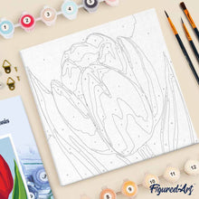 Carica l'immagine nel visualizzatore di Gallery, Mini Kit da Dipingere con i Numeri 20x20cm con cornice Tulipano rosso
