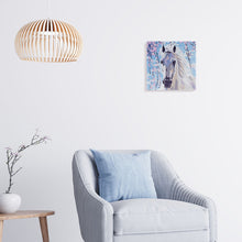 Carica l'immagine nel visualizzatore di Gallery, Mini Kit da Dipingere con i Numeri 20x20cm con cornice Cavallo bianco e fiori rosa