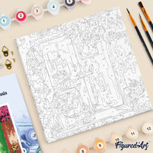 Carica l'immagine nel visualizzatore di Gallery, Mini Kit da Dipingere con i Numeri 20x20cm con cornice Ingresso fiorito