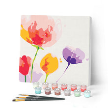 Carica l'immagine nel visualizzatore di Gallery, Mini Kit da Dipingere con i Numeri 20x20cm con cornice Petali colorati