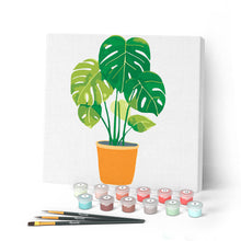 Carica l'immagine nel visualizzatore di Gallery, Mini Kit da Dipingere con i Numeri 20x20cm con cornice Monstera in vaso