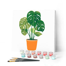 Carica l'immagine nel visualizzatore di Gallery, Mini Kit da Dipingere con i Numeri 20x20cm con cornice Monstera in vaso