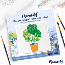 Carica l'immagine nel visualizzatore di Gallery, Mini Kit da Dipingere con i Numeri 20x20cm con cornice Monstera in vaso