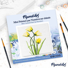 Carica l'immagine nel visualizzatore di Gallery, Mini Kit da Dipingere con i Numeri 20x20cm con cornice Bei fiori gialli