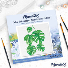 Carica l'immagine nel visualizzatore di Gallery, Mini Kit da Dipingere con i Numeri 20x20cm con cornice Le foglie di Monstera