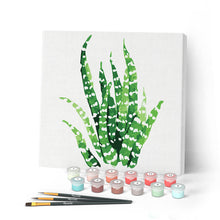 Carica l'immagine nel visualizzatore di Gallery, Mini Kit da Dipingere con i Numeri 20x20cm con cornice Sansevieria