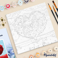 Carica l'immagine nel visualizzatore di Gallery, Mini Kit da Dipingere con i Numeri 20x20cm con cornice Heart Red Tree