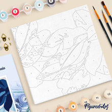 Carica l'immagine nel visualizzatore di Gallery, Mini Kit da Dipingere con i Numeri 20x20cm con cornice Fiori bluette