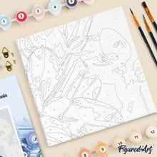 Carica l'immagine nel visualizzatore di Gallery, Mini Kit da Dipingere con i Numeri 20x20cm con cornice Foglie di ficus