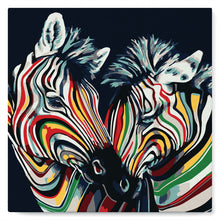 Carica l'immagine nel visualizzatore di Gallery, Mini Kit da Dipingere con i Numeri 20x20cm con cornice Coppia di zebre colorate