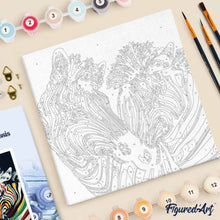 Carica l'immagine nel visualizzatore di Gallery, Mini Kit da Dipingere con i Numeri 20x20cm con cornice Coppia di zebre colorate