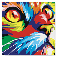 Carica l'immagine nel visualizzatore di Gallery, Mini Kit da Dipingere con i Numeri 20x20cm con cornice Felino Pop Art
